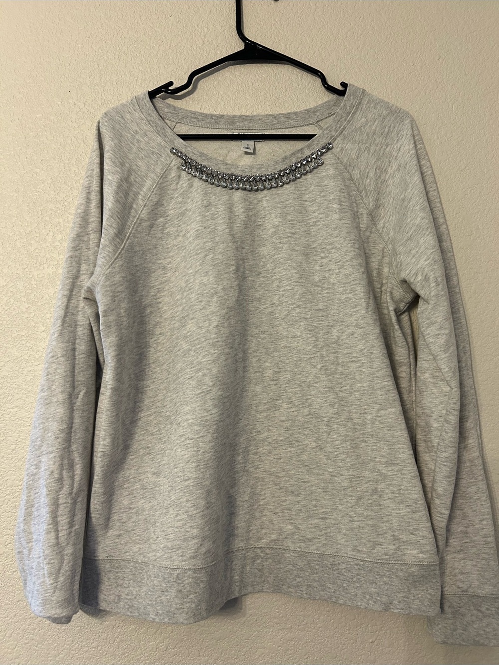 Old Navy Light Gray Sweatshirt with Silver Beaded Neckline